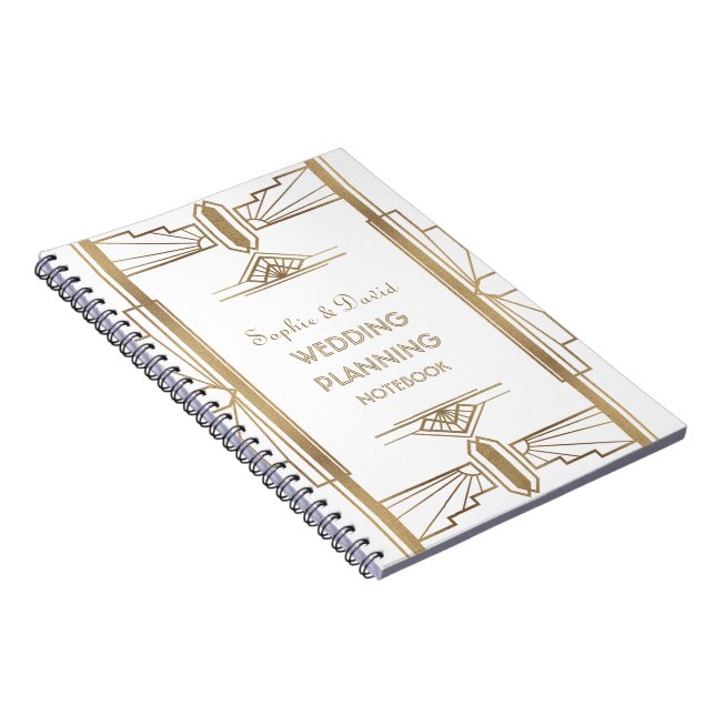 Glam Gold 1920's Great Gatsby Art Wedding Planner Notebook (Right Side)