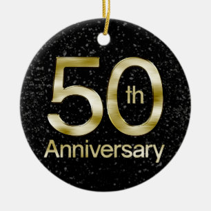 Glam Gold 50th Anniversary Ceramic Tree Decoration