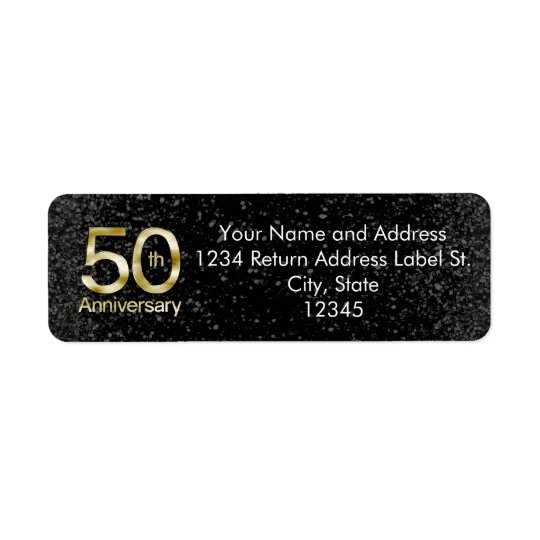 Glam Gold 50th Anniversary Return Address Label