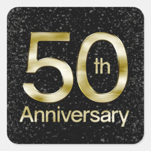 Glam Gold 50th Anniversary Square Sticker