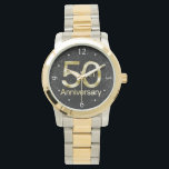 Glam Gold 50th Anniversary Watch<br><div class="desc">Black crinkle glitter background with faux shiny gold big number fifty with 50th Anniversary,  a glamourous,  elegant and ritzy dinner party celebration of a whopping fifty years since the wedding or marking the quincentennial of a business or any special date. Design Copyright © CustomInvitesOnline.com</div>