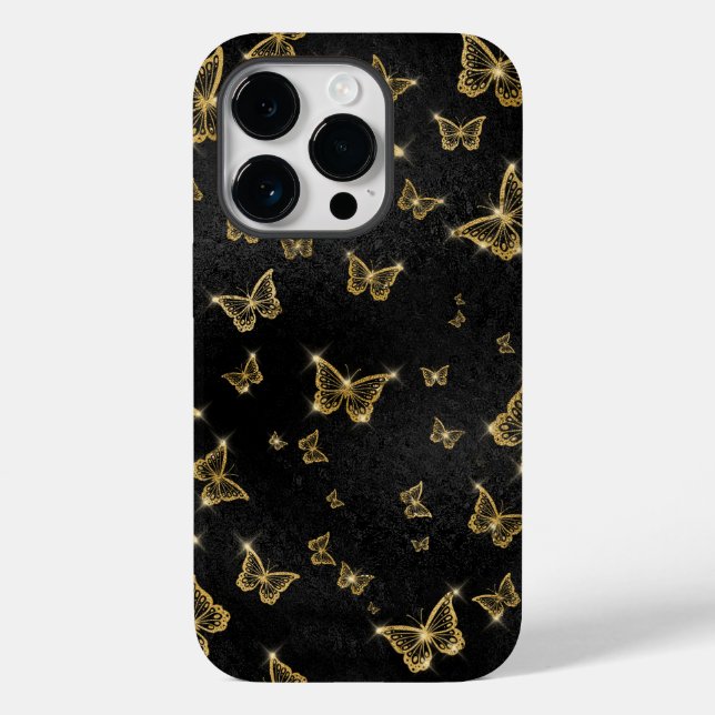 Glam gold and black butterflies pattern Case-Mate iPhone case (Back)
