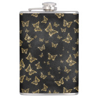 Glam gold and black butterflies pattern