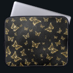 Glam gold and black butterflies pattern laptop sleeve<br><div class="desc">Glam black and gold butterflies in a seamless pattern. Modern luxury design with white sparkles.</div>