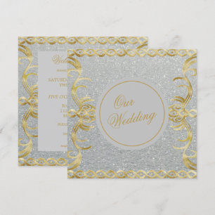 Glam Gold and Silver Wedding Invitation