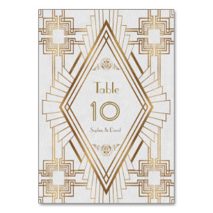 Glam Gold and White Great Gatsby Table Number