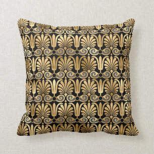 Glam Gold Art Deco Floral Cushion