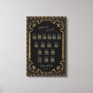 Glam Gold Black Wedding Seating Chart Canvas Print