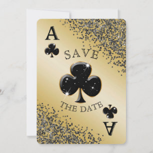 Glam Gold Casino Clubs Playing Card Save The Date