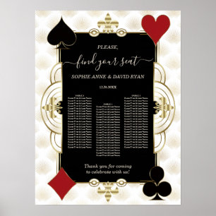 Glam Gold Casino Vegas Wedding Seating Chart 