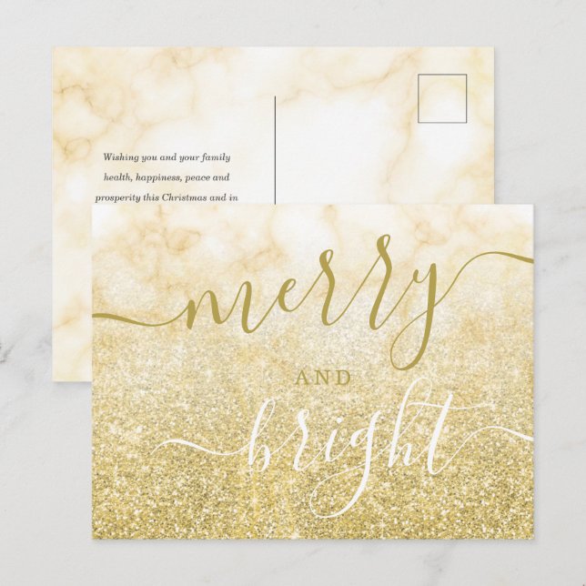 Glam GOLD Christmas Holiday Glitter Marble  (Front/Back)