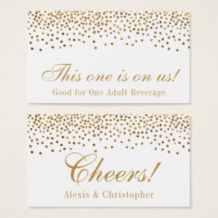 Glam Gold Confetti Dots Wedding Drink Tickets