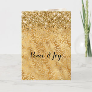 Glam Gold Confetti Glitter Leopard Print Card