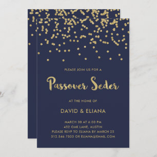 Glam Gold Confetti Passover Seder Invitation