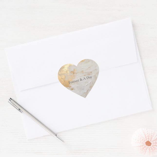Glam Gold Cream White Heart Sticker (Envelope)