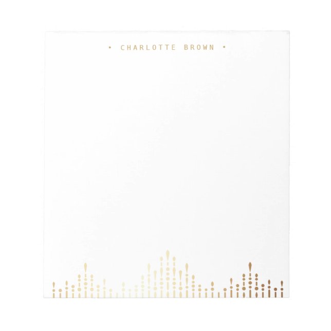 Glam gold deco vintage personalized stationery notepad (Front)