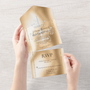 Glam Gold Diamond Chandelier All In One Invitation