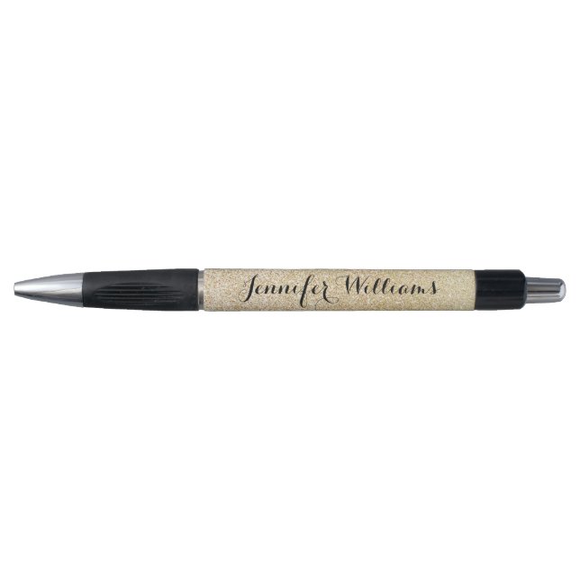 Glam Gold Faux Glitter Look Custom Name Pen (Front)
