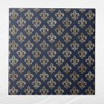 Glam Gold Fleur de Lis Navy Blue Tile<br><div class="desc">Navy Blue tile with gold fleur de lis.  Hex code for navy blue is #202A44.</div>