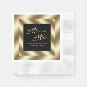 Glam Gold Foil and Black Wedding Napkin