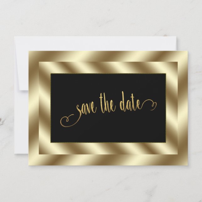 Glam Gold Foil and Black Wedding Save The Date Invitation (Front)