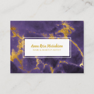 *~* Glam Gold Foil Chic Purple Marble Popular Luxe Business Card