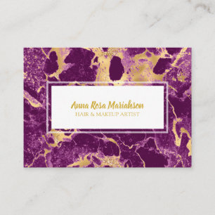*~* Glam Gold Foil Purple Marble Popular Chic Business Card