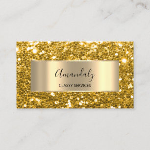 Glam Gold Frame Glitter QR Code Logo Online Shop   Business Card