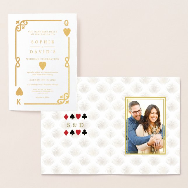 Glam Gold Gatsby Casino Las Vegas Poker Wedding Foil Card (Display)