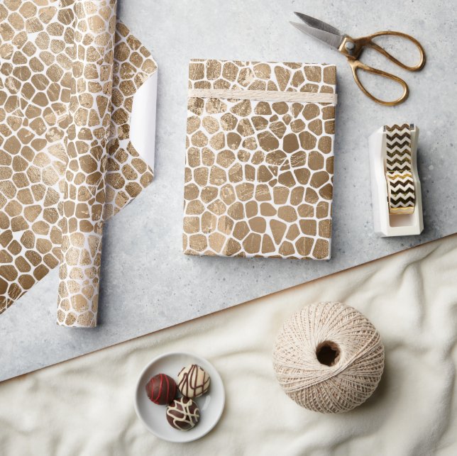 Glam Gold Giraffe Print Wrapping Paper (Crafts)