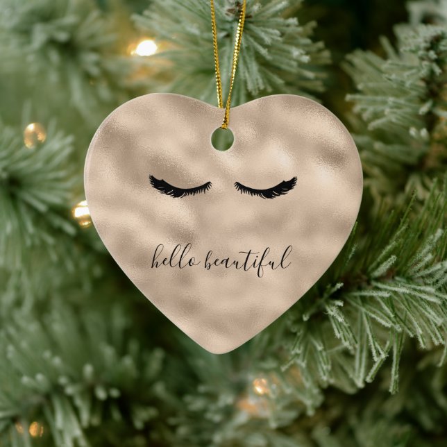Glam Gold Girly Eyelashes Personalised Quote Ceramic Tree Decoration (Tree)