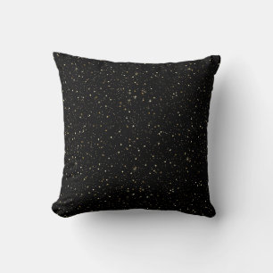 Glam gold glitter and sparkles on black image cushion