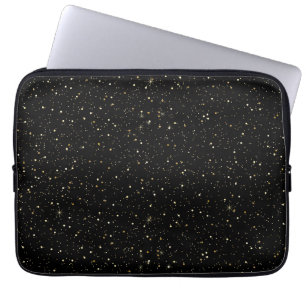 Glam gold glitter and sparkles on black image laptop sleeve