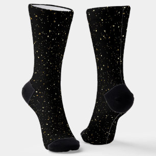 Glam gold glitter and sparkles on black image socks