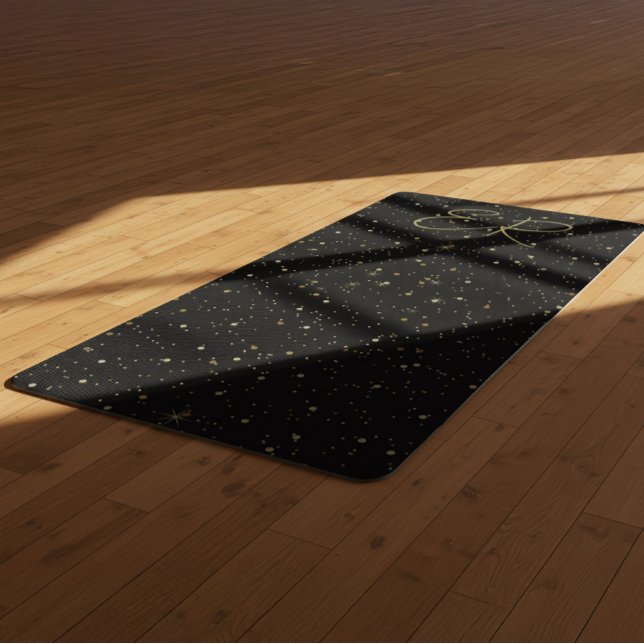 Glam gold glitter and sparkles on black image yoga mat (Creator Uploaded)