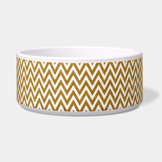 Glam gold glitter and white chevron stripes (Front)