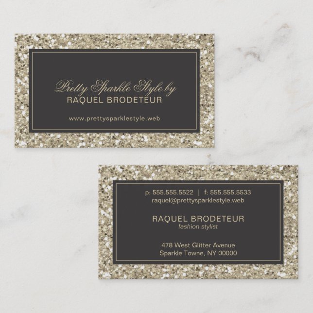 Glam Gold Glitter Business Card (Front/Back)