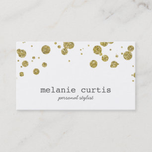 Glam Gold Glitter Confetti Dots Business Card
