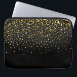 Glam gold glitter confetti laptop sleeve<br><div class="desc">Elegant black & glam gold glitter confetti</div>