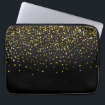 Glam gold glitter confetti laptop sleeve<br><div class="desc">Elegant black & glam gold glitter confetti</div>