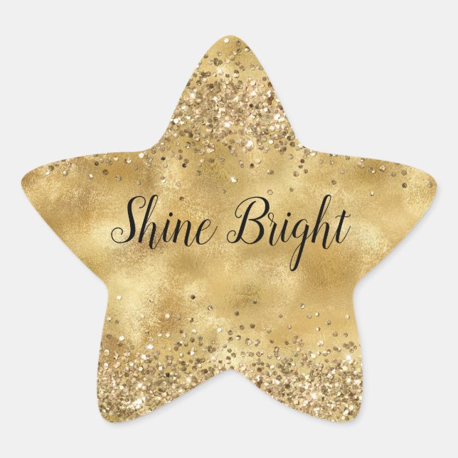 Glam Gold Glitter Confetti  Star Sticker (Front)