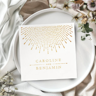 Glam gold glitter deco vintage wedding monogram napkin