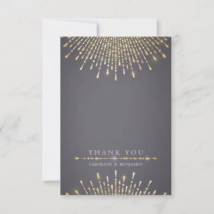 Glam gold glitter deco vintage wedding thank you card