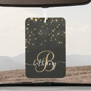 Glam Gold Glitter Diamond Sparkle Elegant Monogram Car Air Freshener