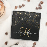 Glam Gold Glitter Diamond Sparkle Elegant Monogram Glass Coaster<br><div class="desc">Create your own personalised black and gold diamond sparkle glass coaster with your custom monogram and name.</div>