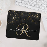 Glam Gold Glitter Diamond Sparkle Elegant Monogram Mouse Mat<br><div class="desc">Create your own personalized black and gold diamond sparkle mouse pad with your custom monogram and name.</div>