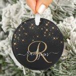 Glam Gold Glitter Diamond Sparkle Elegant Monogram Ornament<br><div class="desc">Create your own personalised black and gold diamond sparkle ornament with your custom monogram and name.</div>