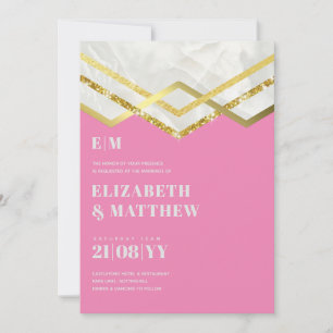 Glam Gold Glitter Girly Wedding Invite Deco Design