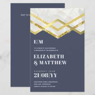 Glam Gold Glitter Girly Wedding Invite Deco Design