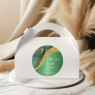 Glam Gold Glitter Green Metallic Bridal Classic Round Sticker